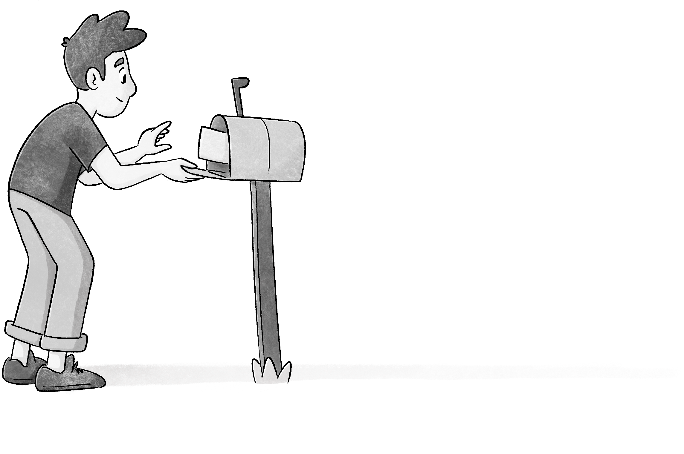 A character posting a letter in a mailbox